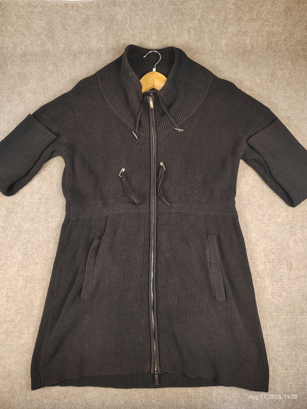 Women's ANNE KLEIN Black Cardigan Sweater Cotton/Wool Sz XL